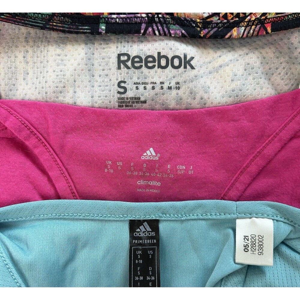 Adidas Reebok Woman’s Lot Of 3 Tops Size S Work Out Multicolor Gym Athletic Top